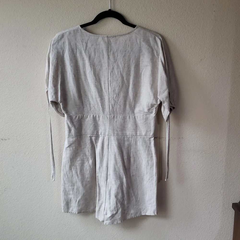 Light Gray Button-Up Romper - Picture 3 of 3